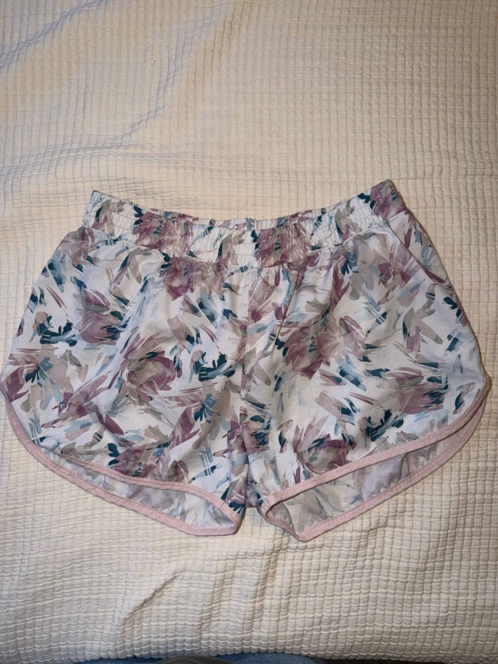 Floral Print Lounge Shorts in Pastel Pink and Teal
